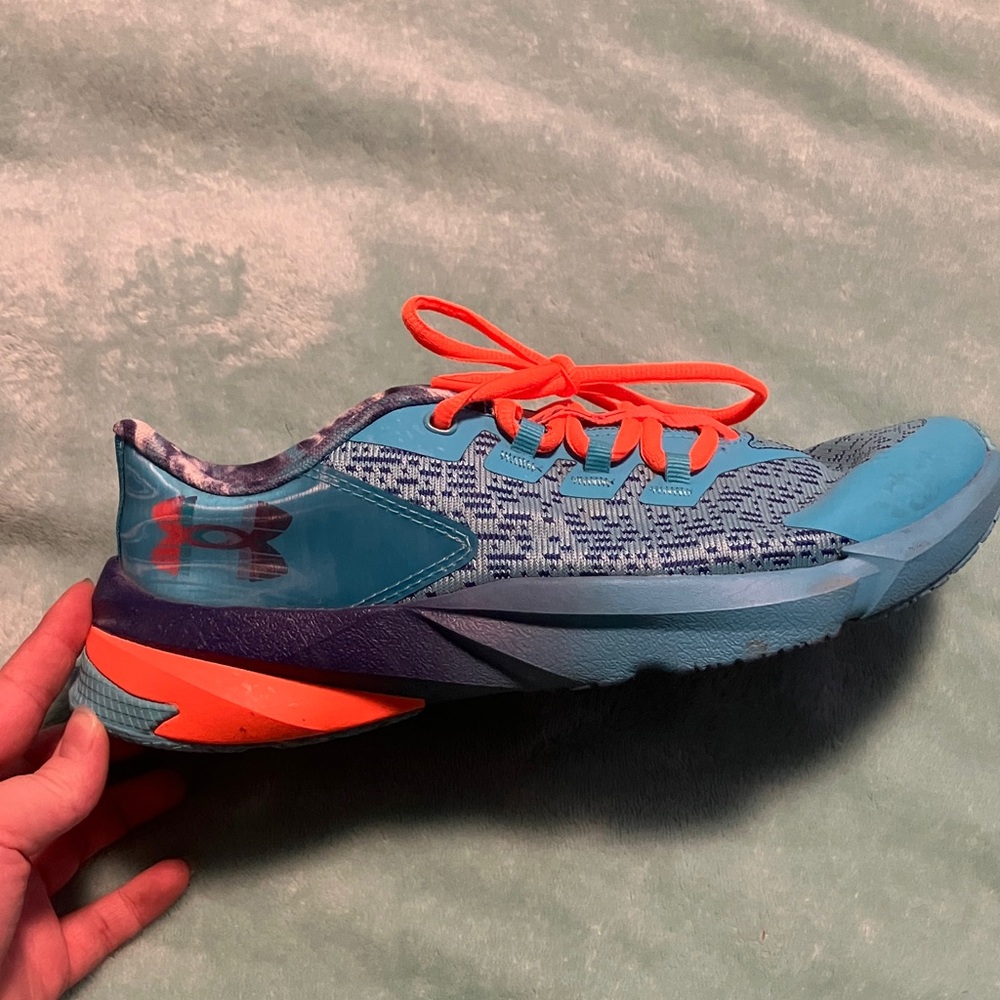 Under Armour womens' Teal and Neon Orange Sneakers - Picture 2 of 3